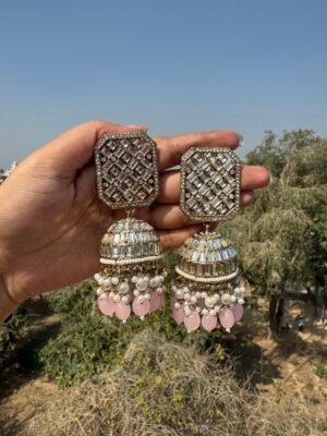 Ridhima Kundan Jhumka – Light Pink