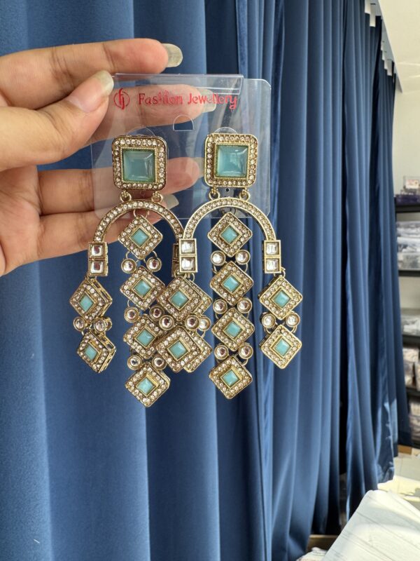Preeti Stone Earrings - Light Blue