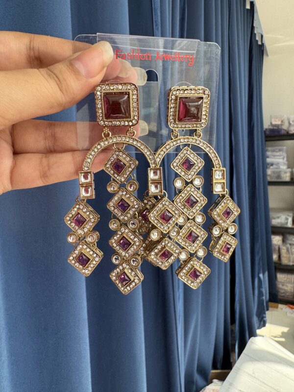 Preeti Stone Earrings - Wine
