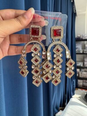 Preeti Stone Earrings – Red
