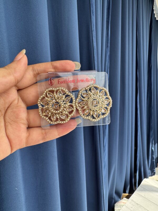 Sana Ethnic Studs - White