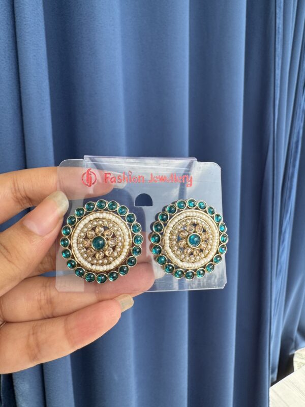 Kajol Ethnic Studs - Teal Green