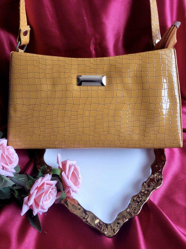 Faux Leather Hand Bag - Beige