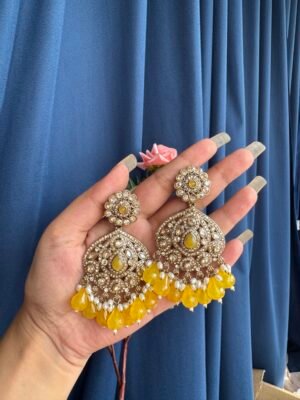 Seema Kundan Chandbali – Yellow