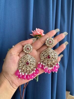 Seema Kundan Chandbali – Dark Pink