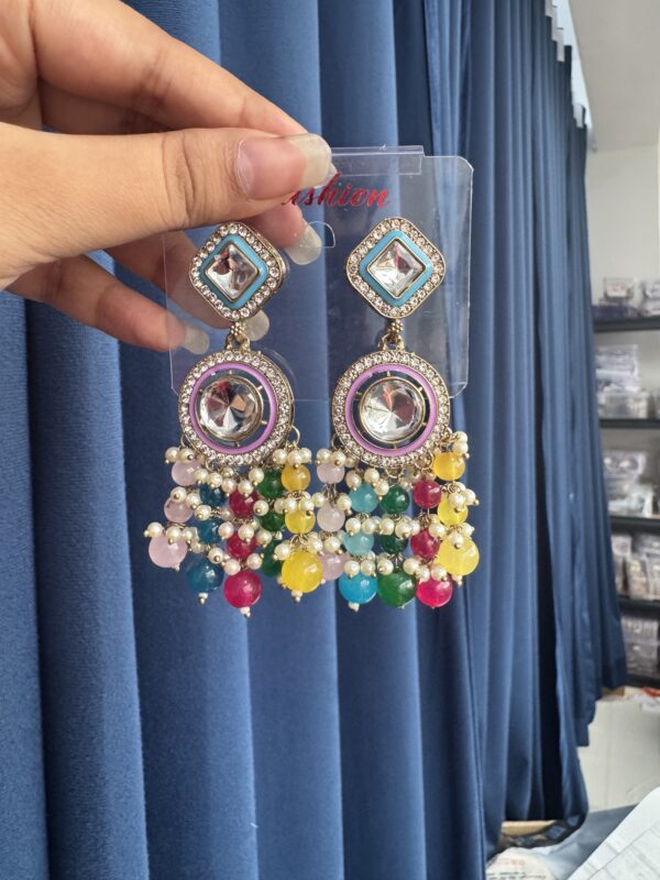 Manjot Lightweight Kundan Earrings - Multi