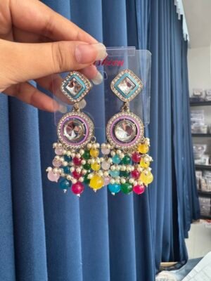 Manjot Lightweight Kundan Earrings – Multi