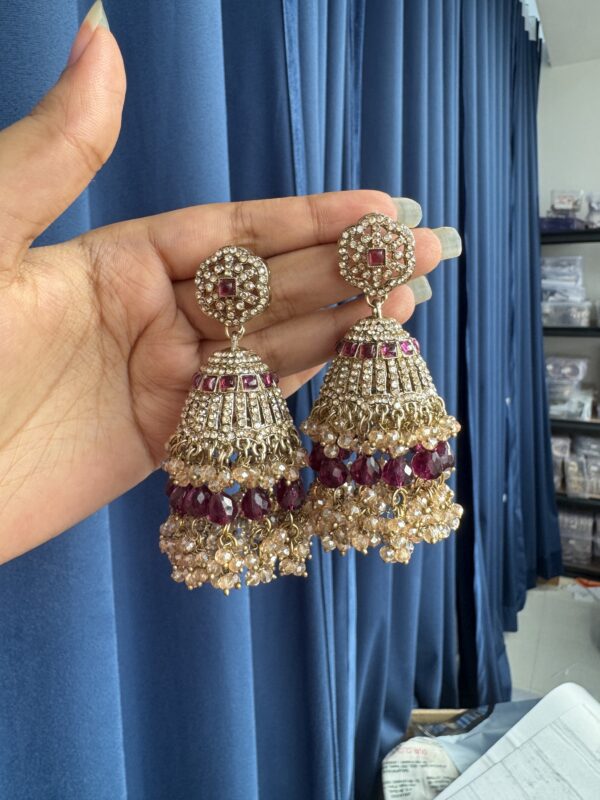 Meera Premium Kundan Jhumka - Purple