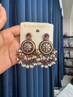 Zaara Kundan Earrings – Red