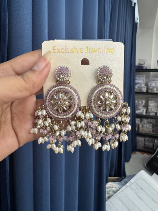 Zaara Kundan Earrings - Lavender