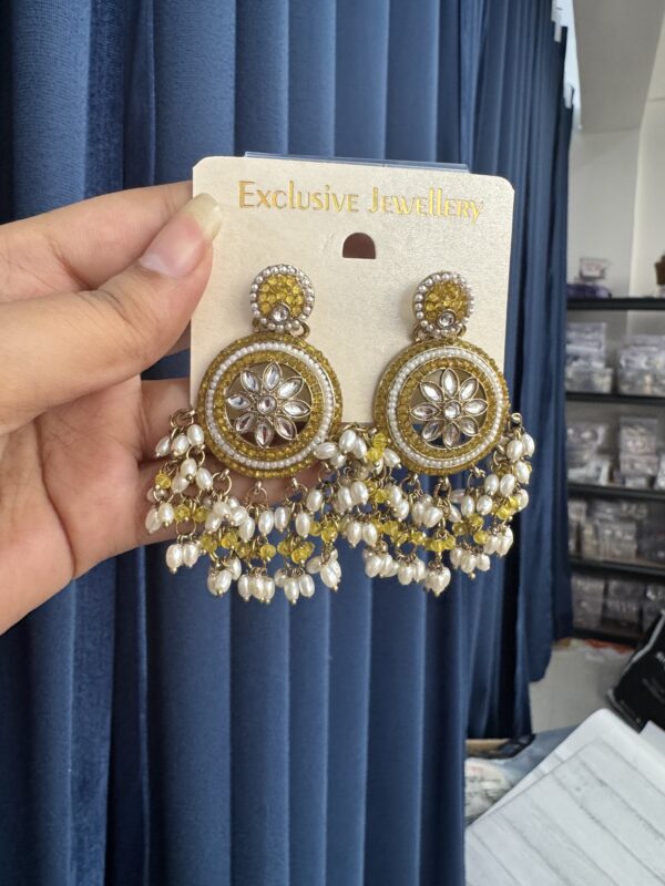 Zaara Kundan Earrings - Yellow