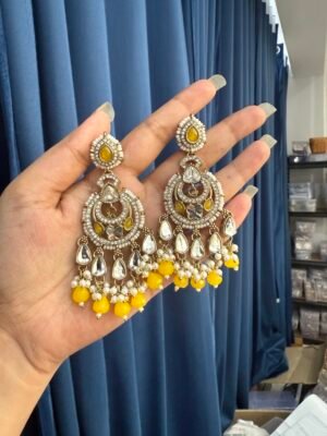 Teena Chandbali Earrings – Yellow