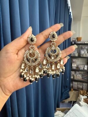 Teena Chandbali Earrings – Black