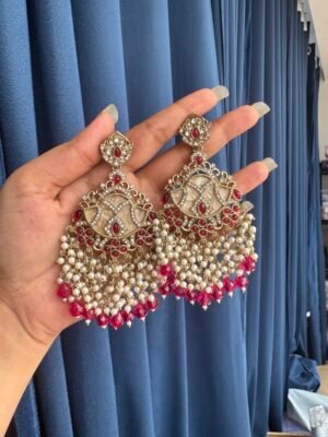 Simi Premium Chandbali – Dark Pink