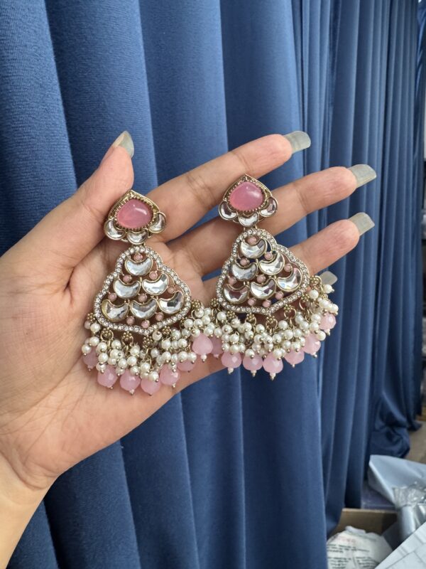 Aashi Kundan Earrings - Light Pink