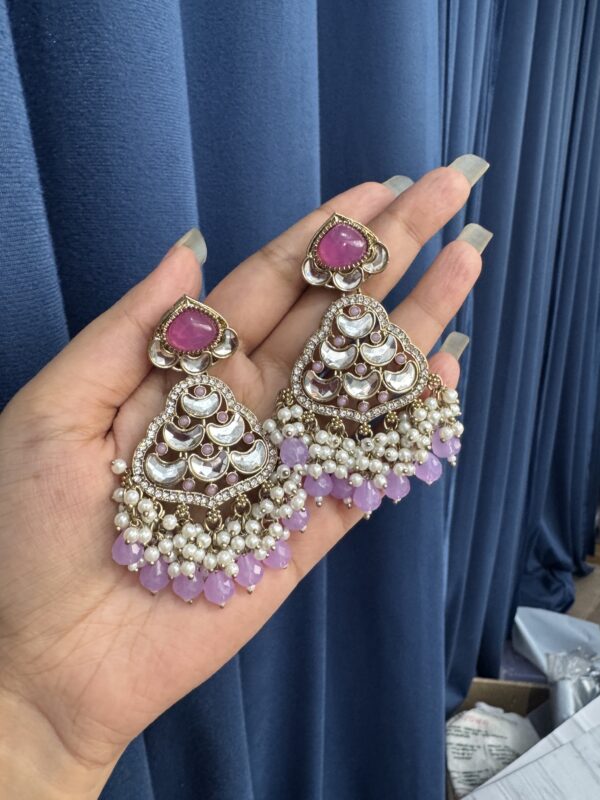 Aashi Kundan Earrings - Lavender