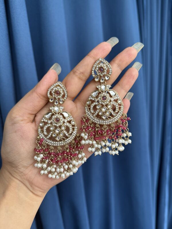 Yukti Crystal Earrings - Wine