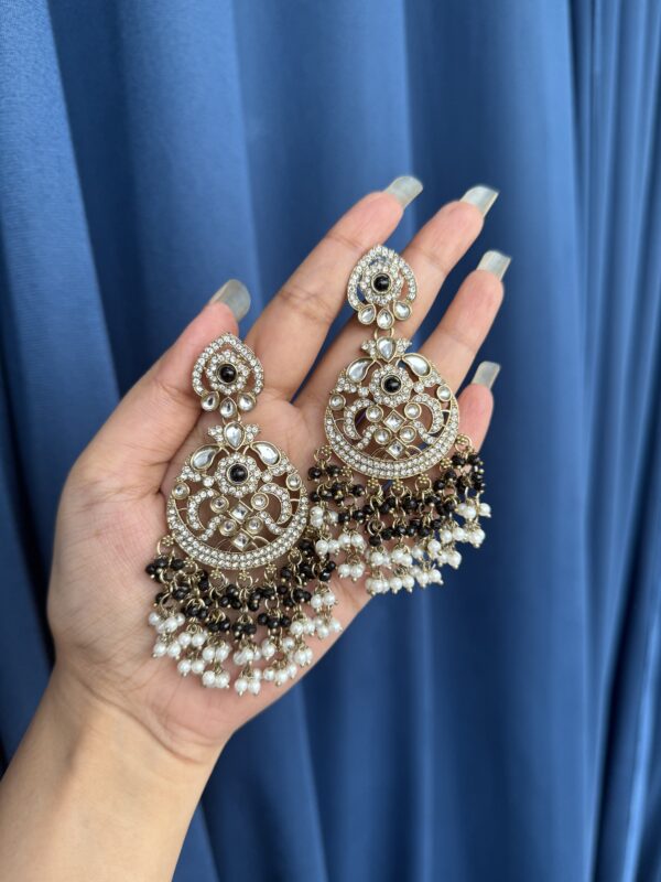 Yukti Crystal Earrings - Black