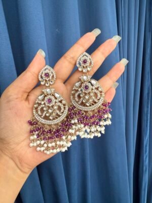 Yukti Crystal Earrings – Purple