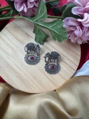 Haathi Stud Earrings- Ruby