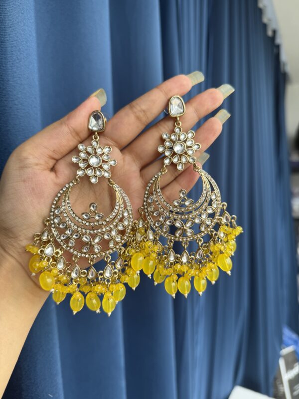 Arpita Kundan Earrings - Yellow