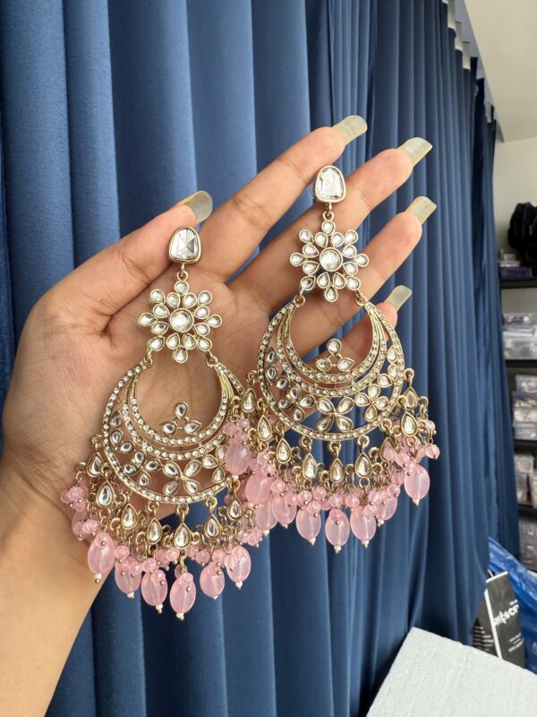 Arpita Kundan Earrings - Light Pink