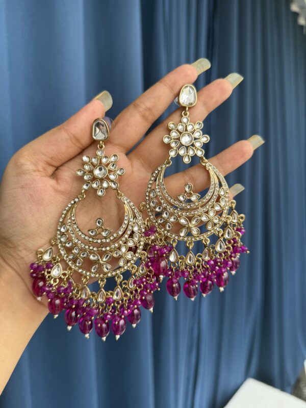 Arpita Kundan Earrings - Purple