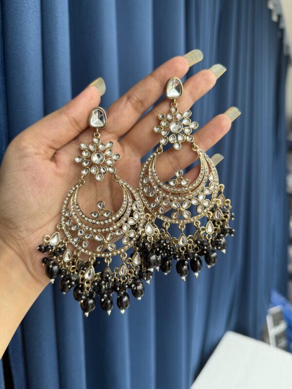 Arpita Kundan Earrings - Black