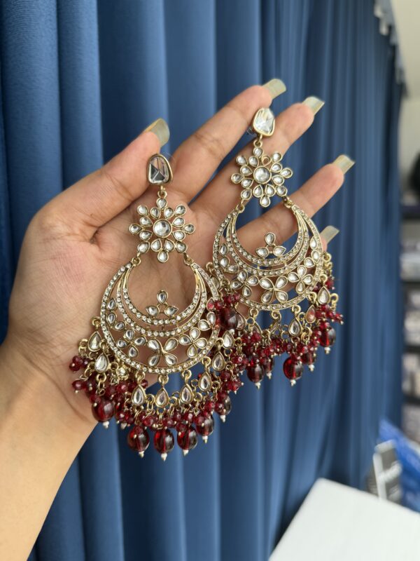 Arpita Kundan Earrings - Red