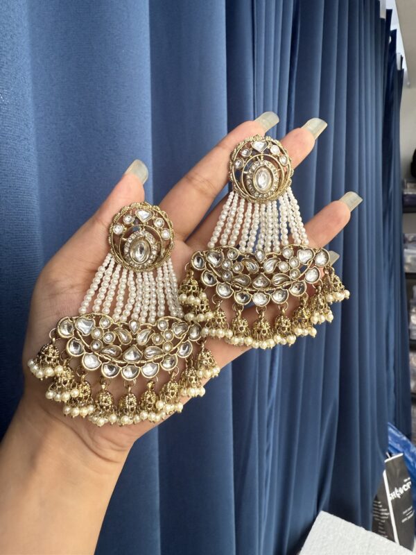 Rubina Kundan Earrings - White
