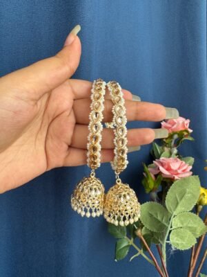 Premium Pearl Kada With Jhumka – Set of 2