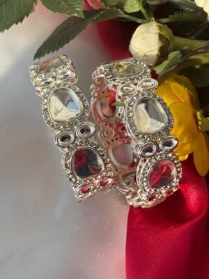 Kundan Silver Kada