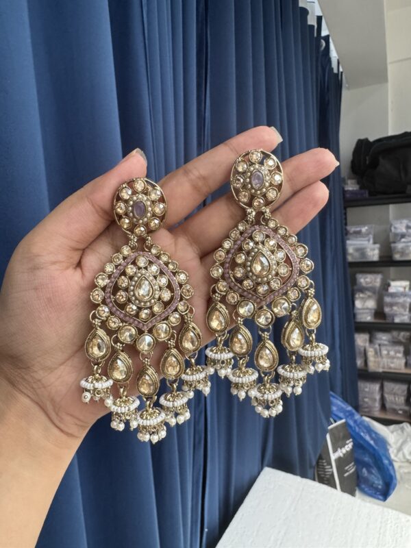 Reena Kundan Earrings - Lavender