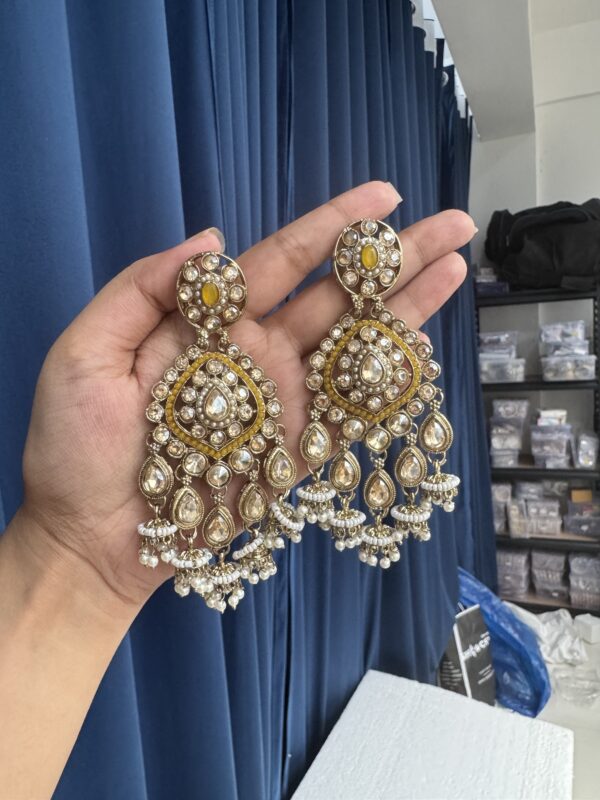 Reena Kundan Earrings - Yellow