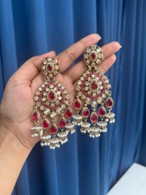 Reena Kundan Earrings – Dark Pink