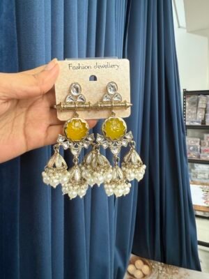 Anmol Kundan Earrings – Yellow