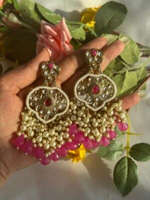 Yashi Kundan Earrings – Dark Pink
