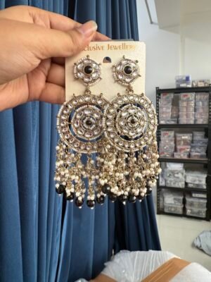 Kanika Premium Chandbali Earrings – Black