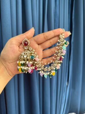 Premium Jhumka With Kaan Chain – Multi