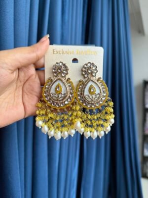Jyoti Kundan Chandbali – Yellow