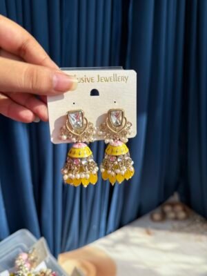 Shifa Meenakari Jhumka – Yellow