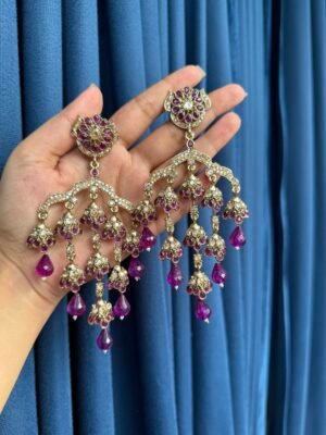 Gowri Kundan Earrings – Purple
