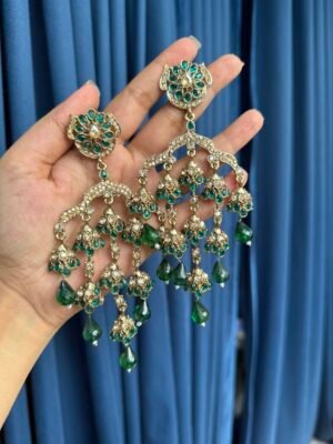 Gowri Kundan Earrings – Dark Green