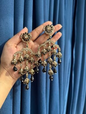 Gowri Kundan Earrings – Black