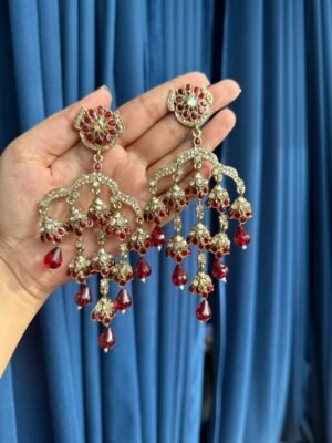 Gowri Kundan Earrings – Red
