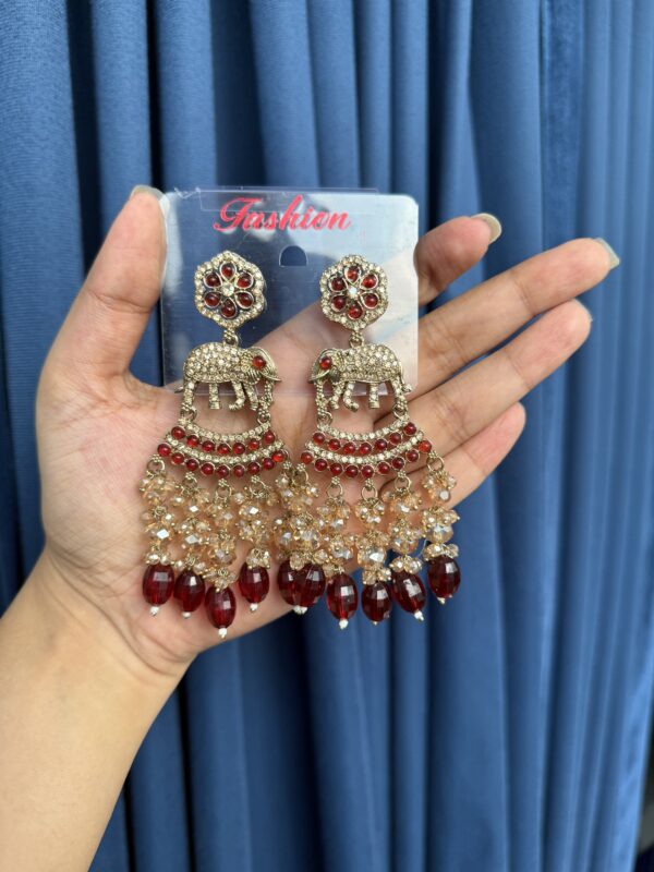 Haathi Earrings - Red