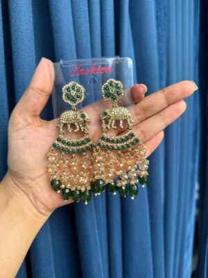 Haathi Earrings – Dark Green
