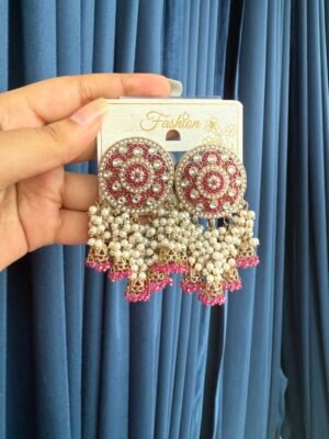 Aarohi Kundan Chandbali – Dark Pink