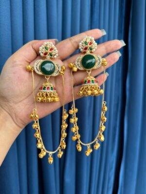 Sunehri Kashmiri Earrings – Green Red