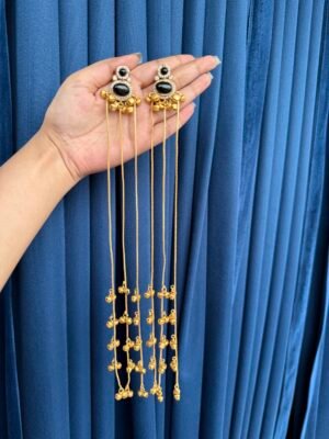 Ruhani Kashmiri Long Earrings – Black